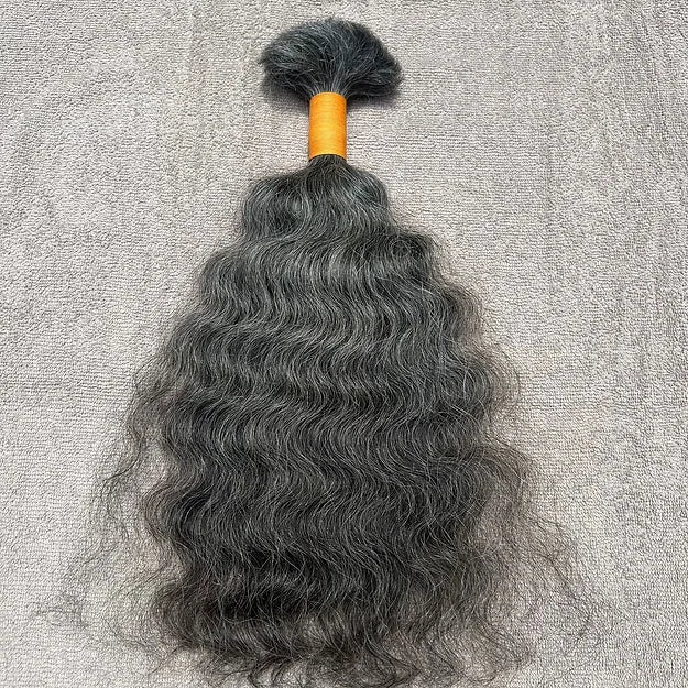 Grey Curly Bulk Human Hair Braiding - Hair Trends India