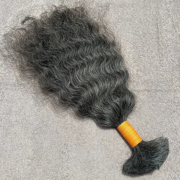 Grey Curly Bulk Human Hair Braiding - Hair Trends India