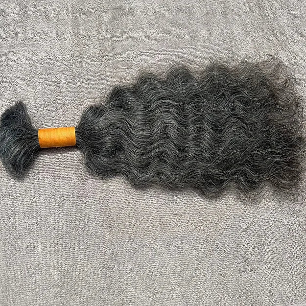 Grey Curly Bulk Human Hair Braiding - Hair Trends India