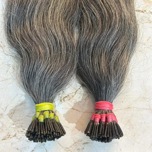 Grey I-tip Human Hair Extensions - Hair Trends India