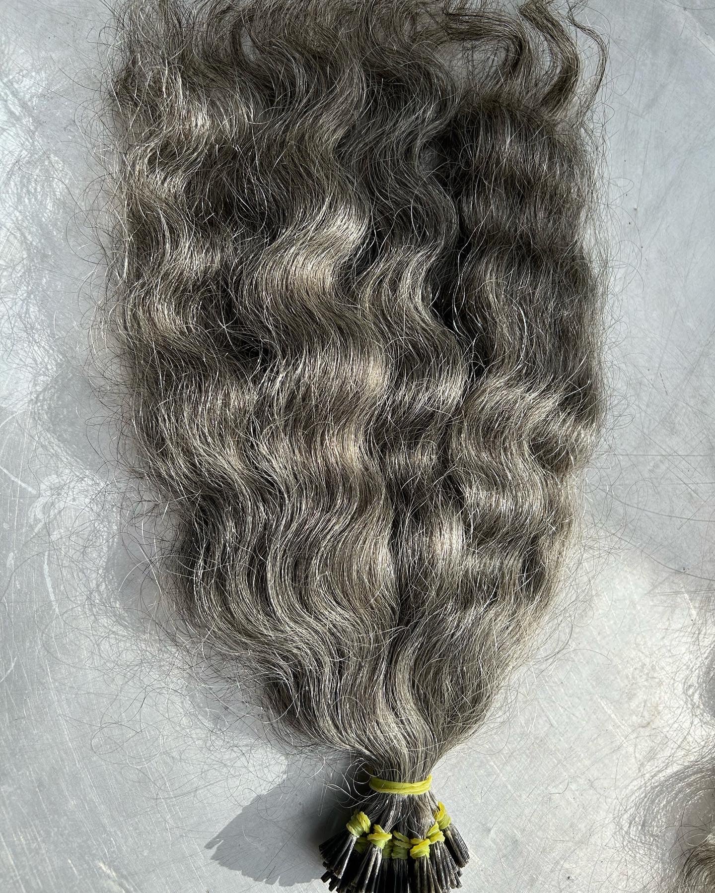 Grey I-tip Human Hair Extensions Wholesale - Hair Trends India