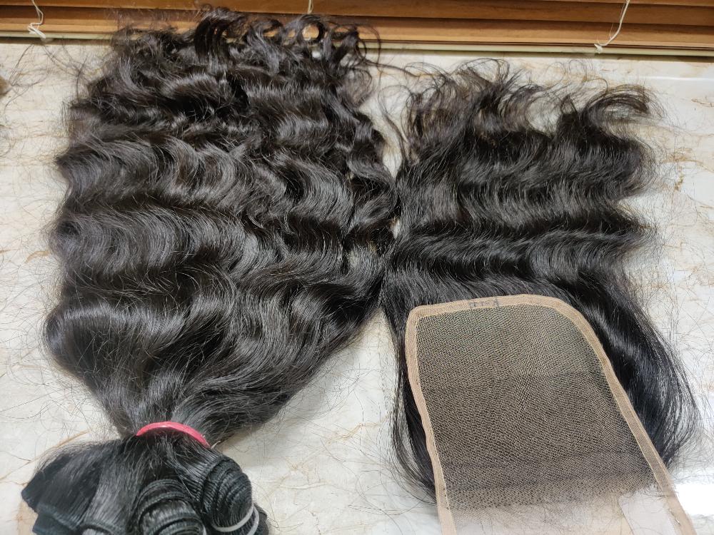 Curly Human Hair Bundles with Closure - Hair Trends India