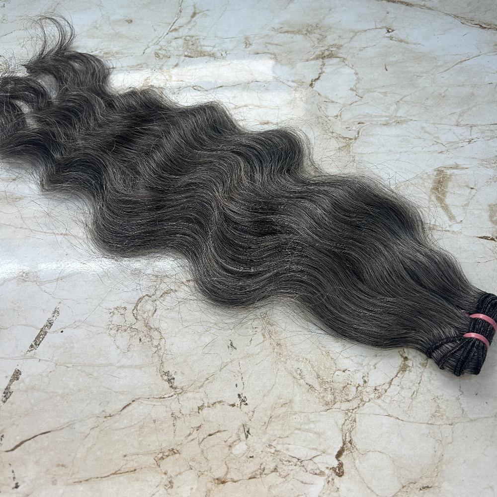 Dark Grey Human Hair Weft Bundles - Hair Trends India