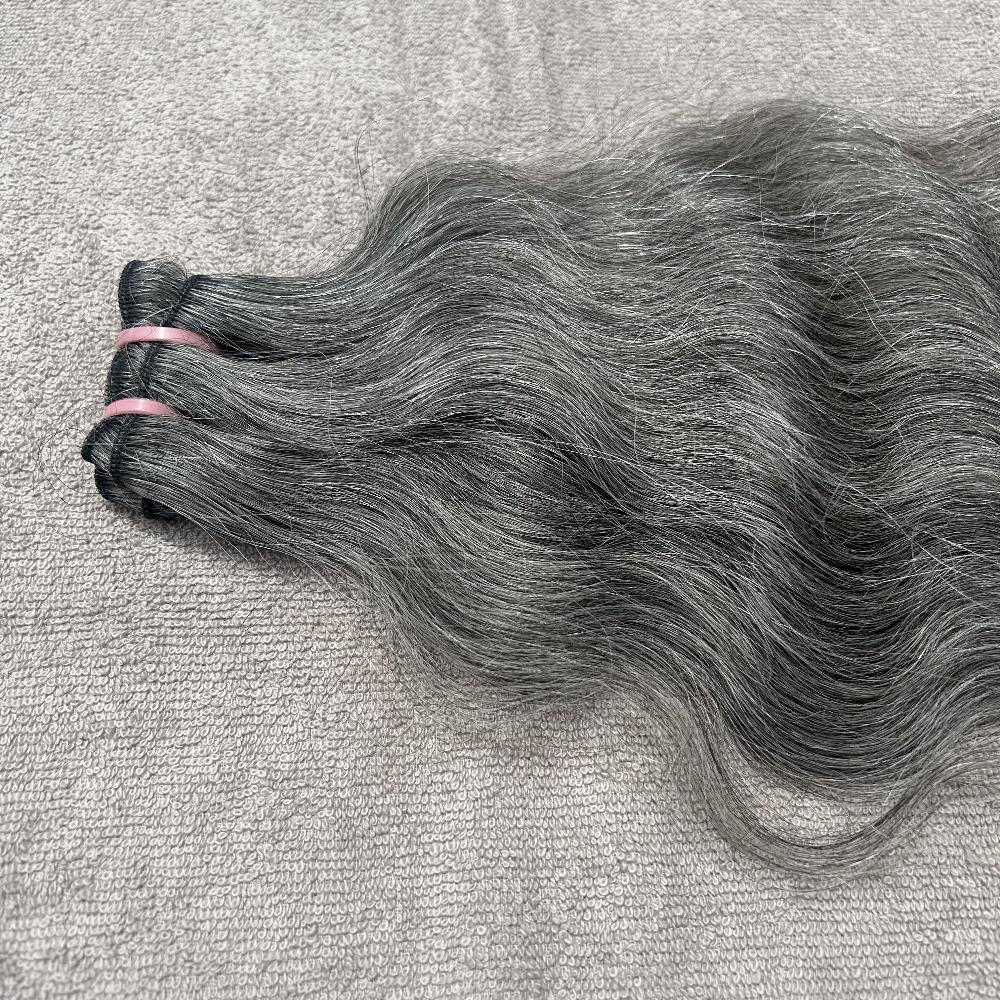 Salt and pepper wavy hair weft bundles - Hair Trends India