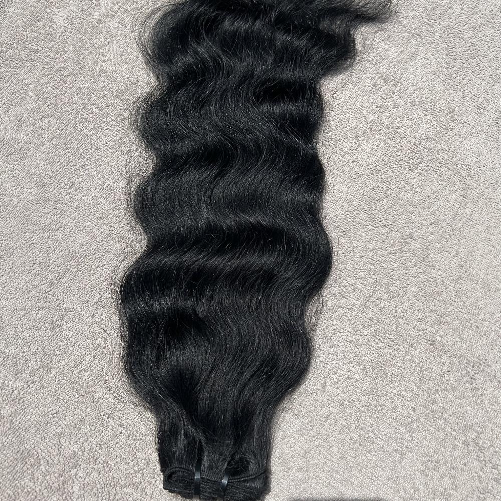 Jet Black Wavy Human Hair Bundles - Hair Trends India