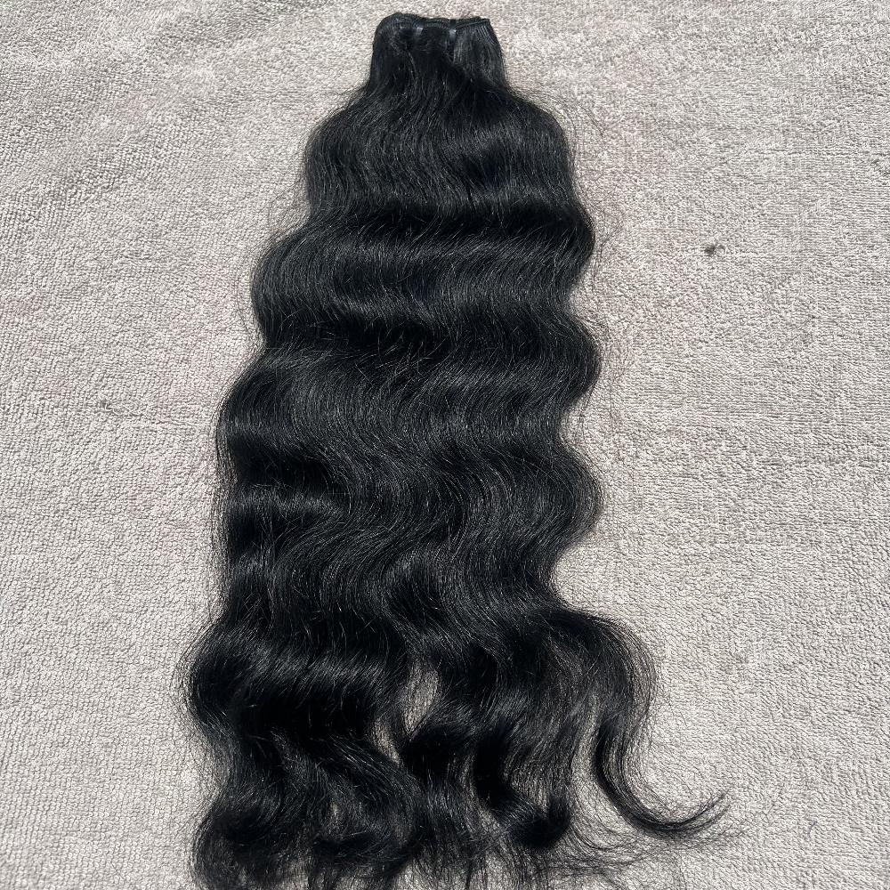 Jet Black Wavy Human Hair Bundles - Hair Trends India