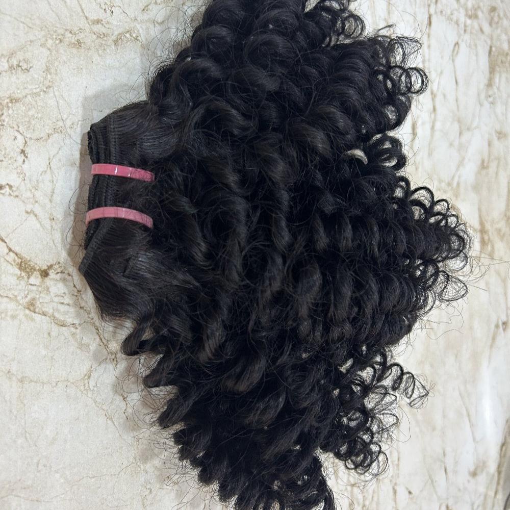 Steamed Spring Coil Curly Weft Hair Bundles - Hair Trends India