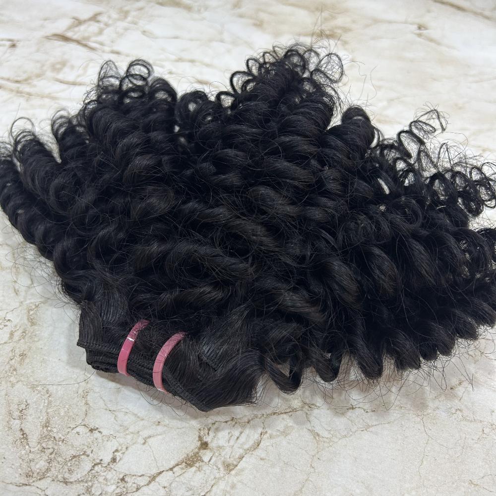 Steamed Spring Coil Curly Weft Hair Bundles - Hair Trends India