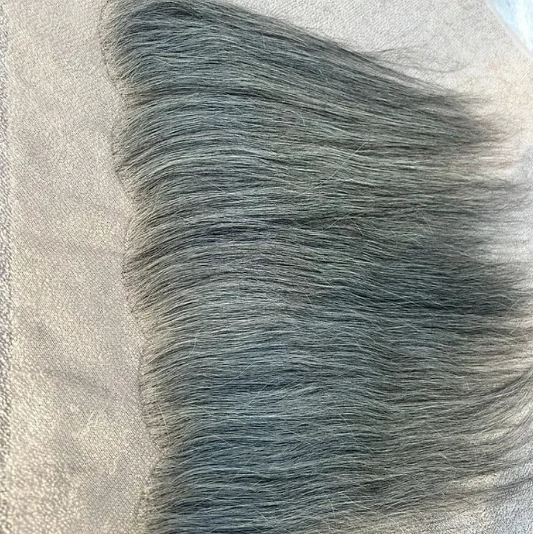 Grey Straight Swiss Lace Human Hair Frontal - Hair Trends India