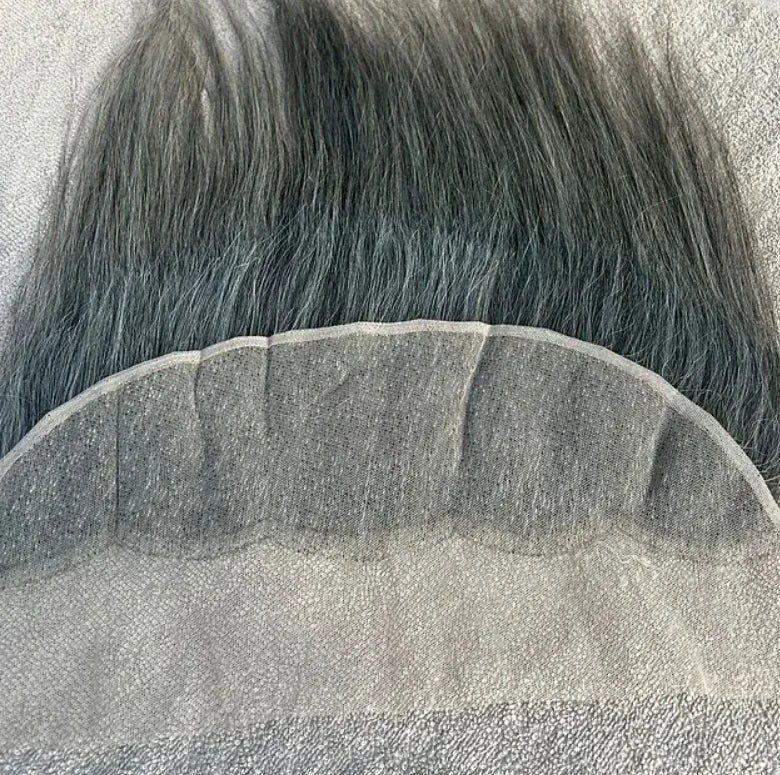 Grey Straight Swiss Lace Human Hair Frontal - Hair Trends India