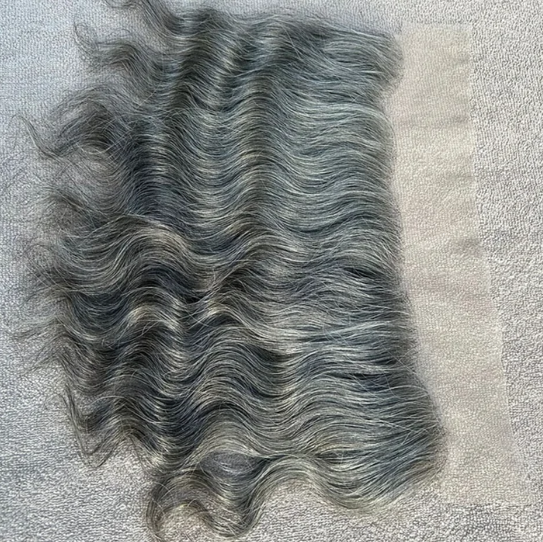 Grey Swiss Lace Wavy Hair Frontal - Hair Trends India
