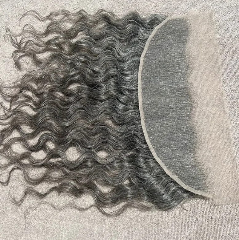 Grey Swiss Lace Curly Hair Frontal - Hair Trends India