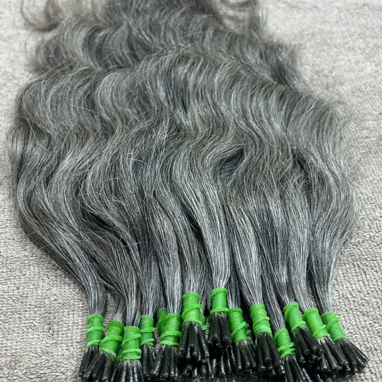 Grey I-tip Human Hair Extensions Wholesale - Hair Trends India