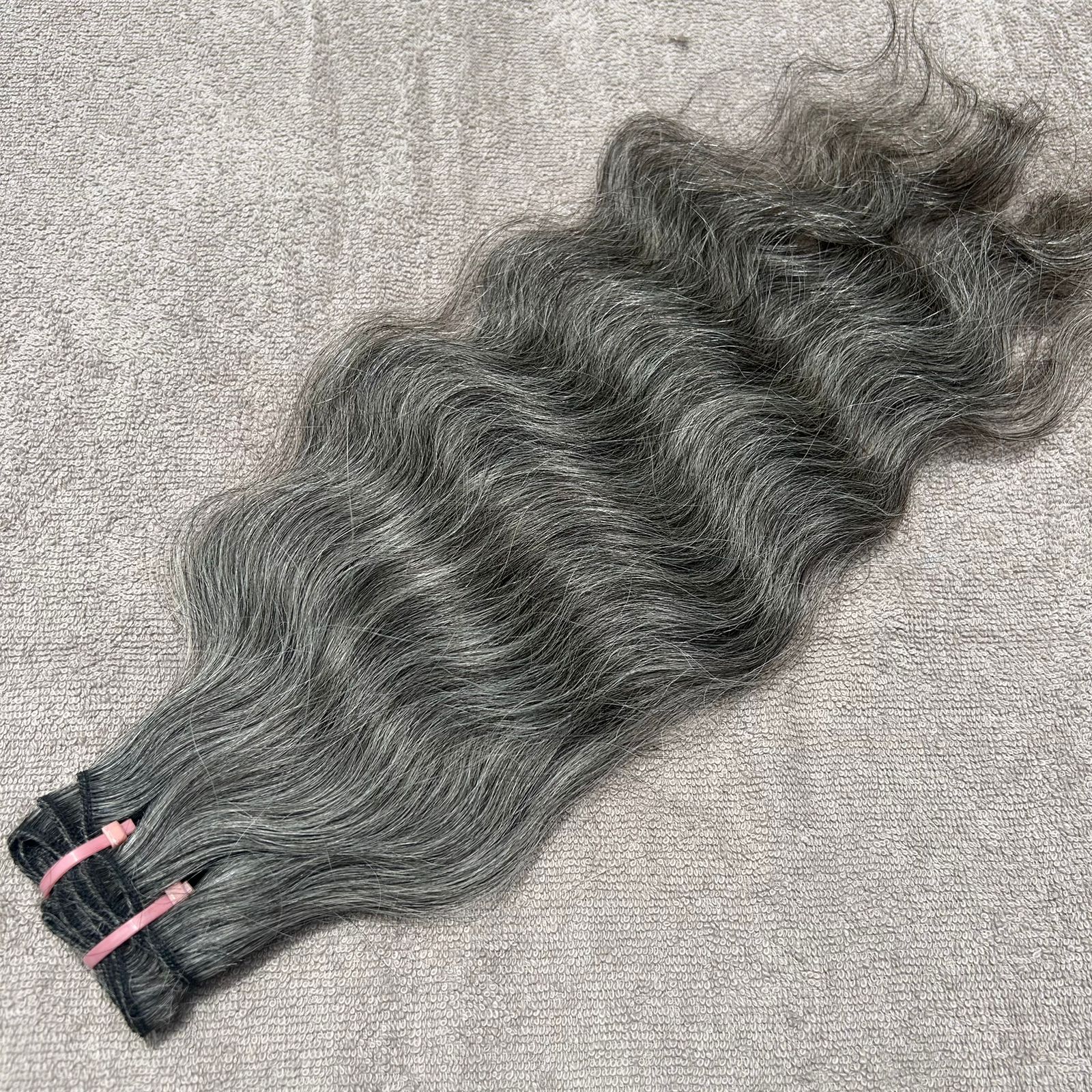 Salt and pepper wavy hair weft bundles - Hair Trends India