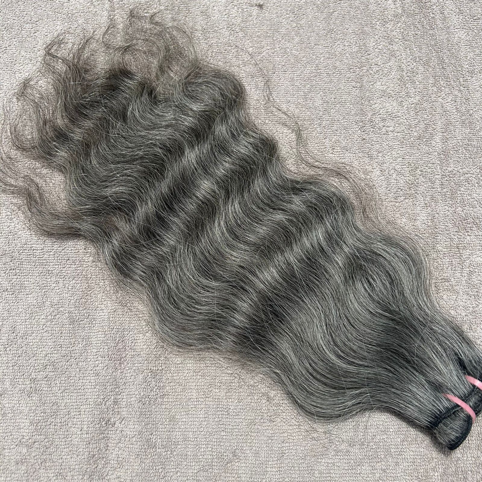Salt and pepper wavy hair weft bundles - Hair Trends India