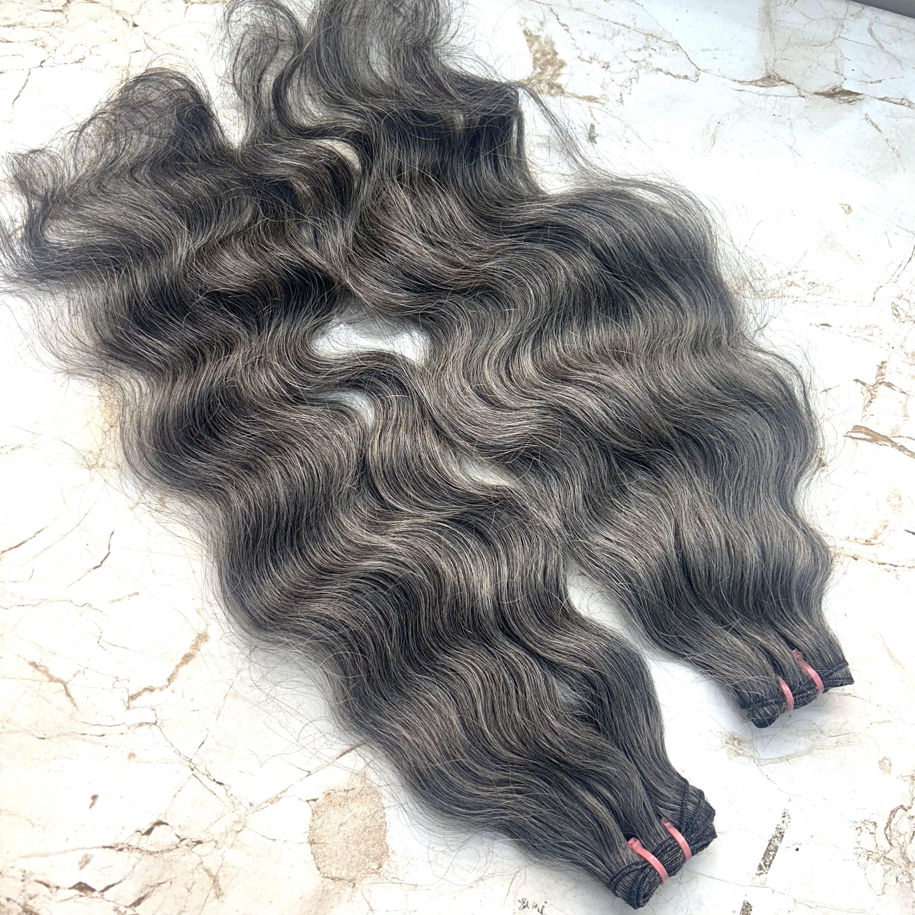Gray Salt Pepper Human Hair Bundles - Hair Trends India