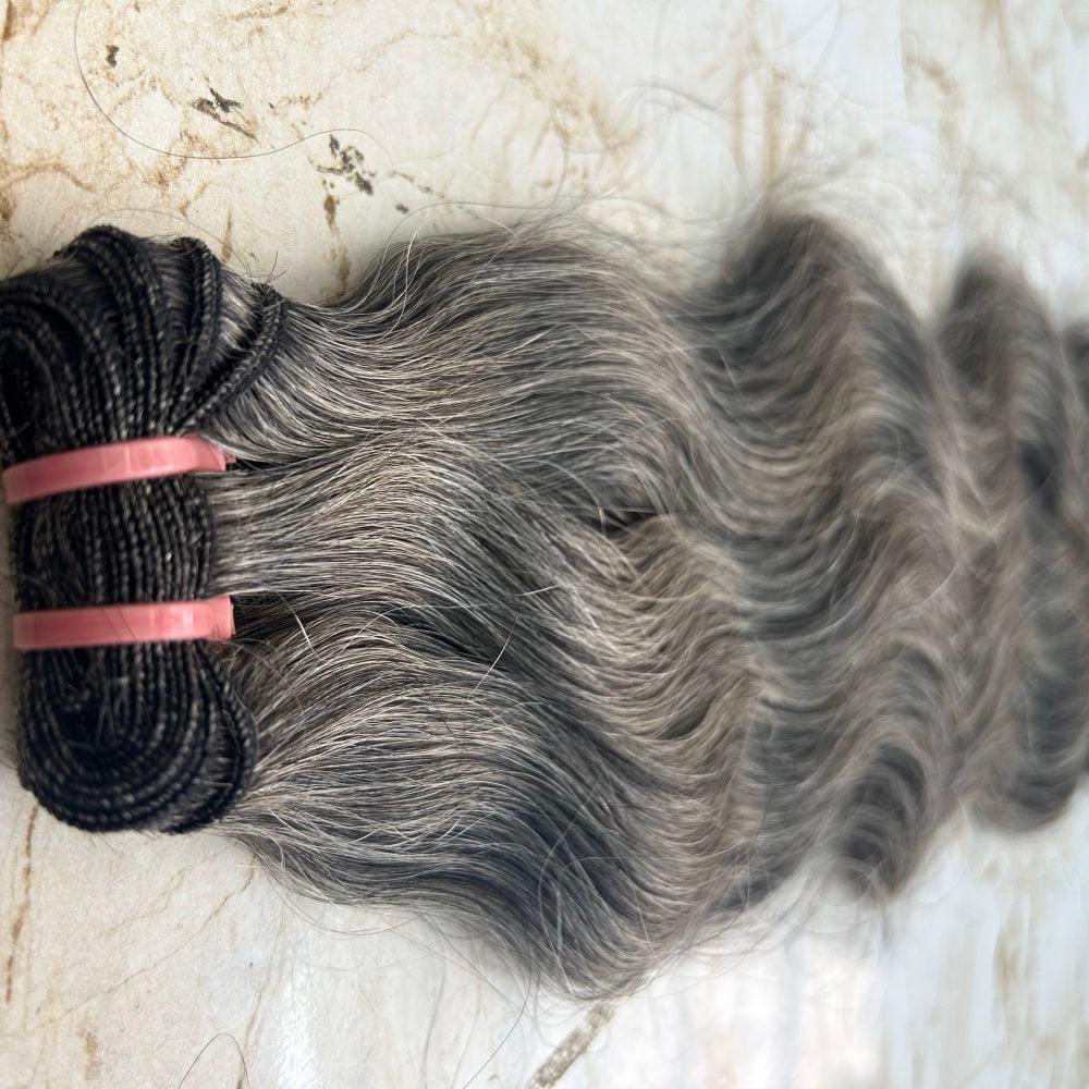 Grey body Wave Weft Hair Extensions - Hair Trends India