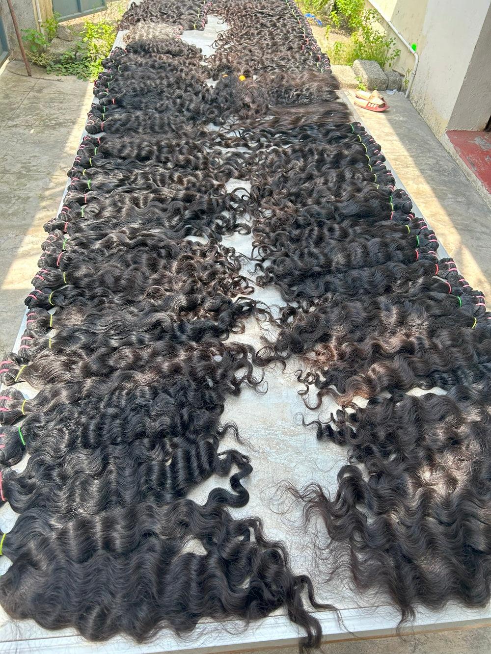 Natural Raw Bulk Indian Human Hair Extensions 