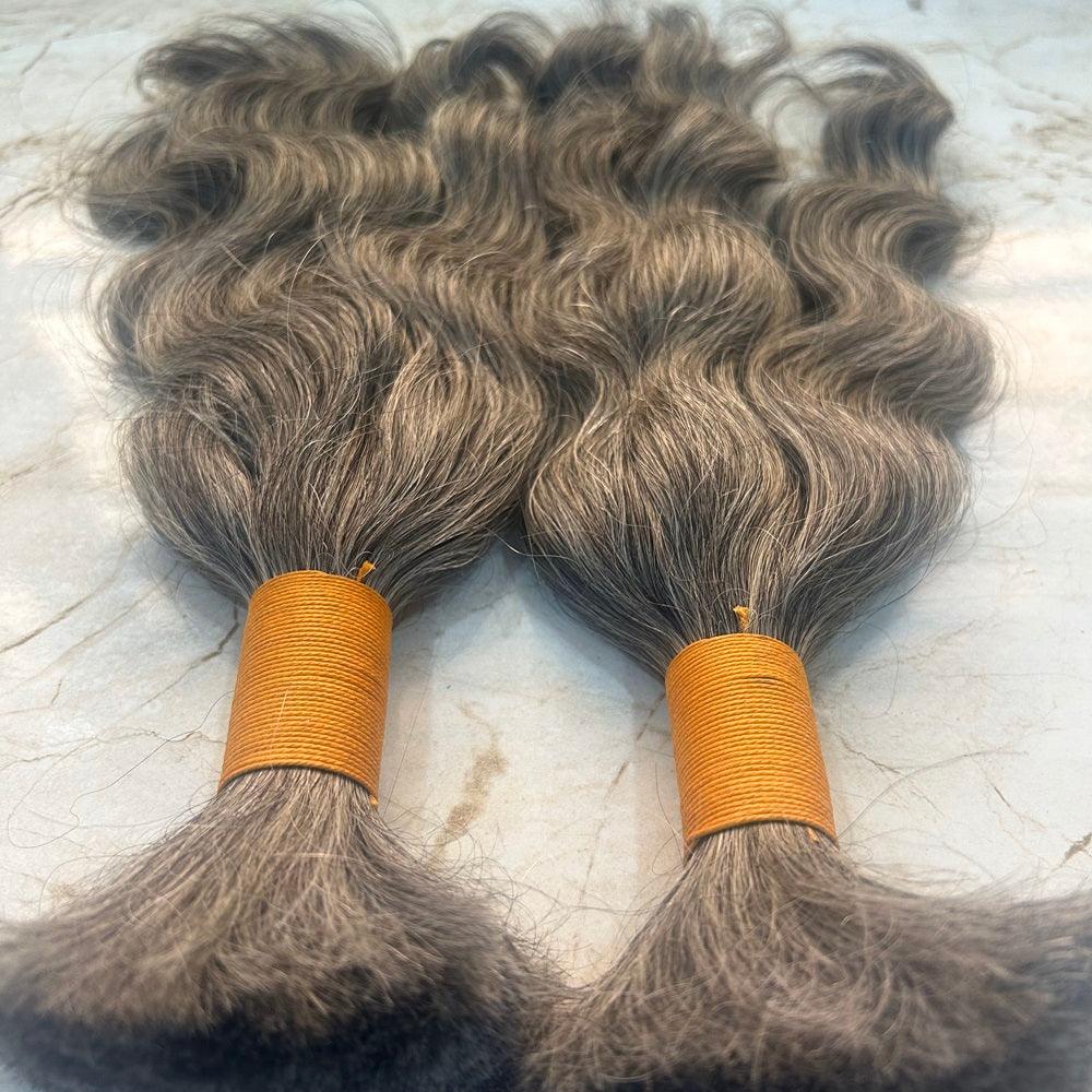 Raw Virgin Hair Grey 100% Human Hair Bulk Braiding Hair Extension Non Weft