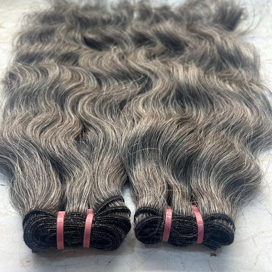 Natural Grey Wavy Hair Bundles