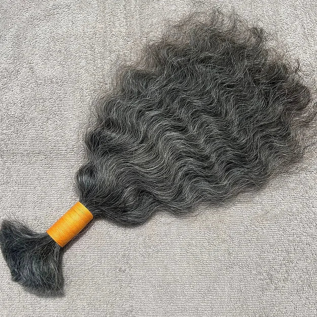 Grey Curly Bulk Human Hair Braiding