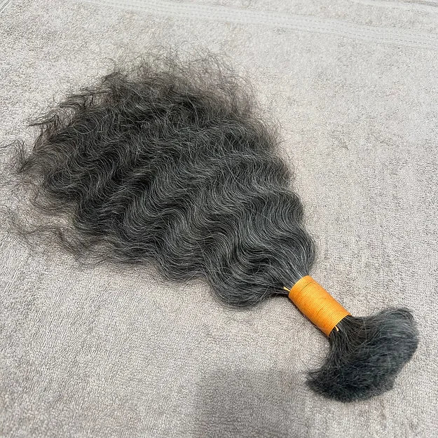 Grey Curly Bulk Human Hair Braiding