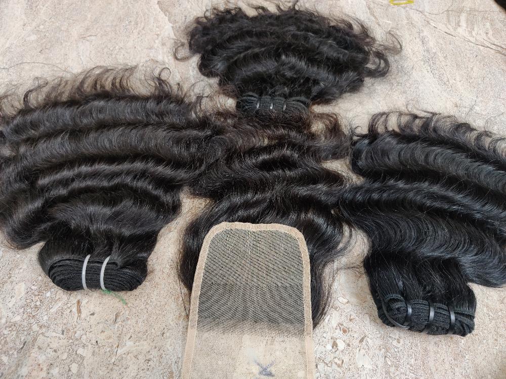 Curly Human Hair Bundles with Closure