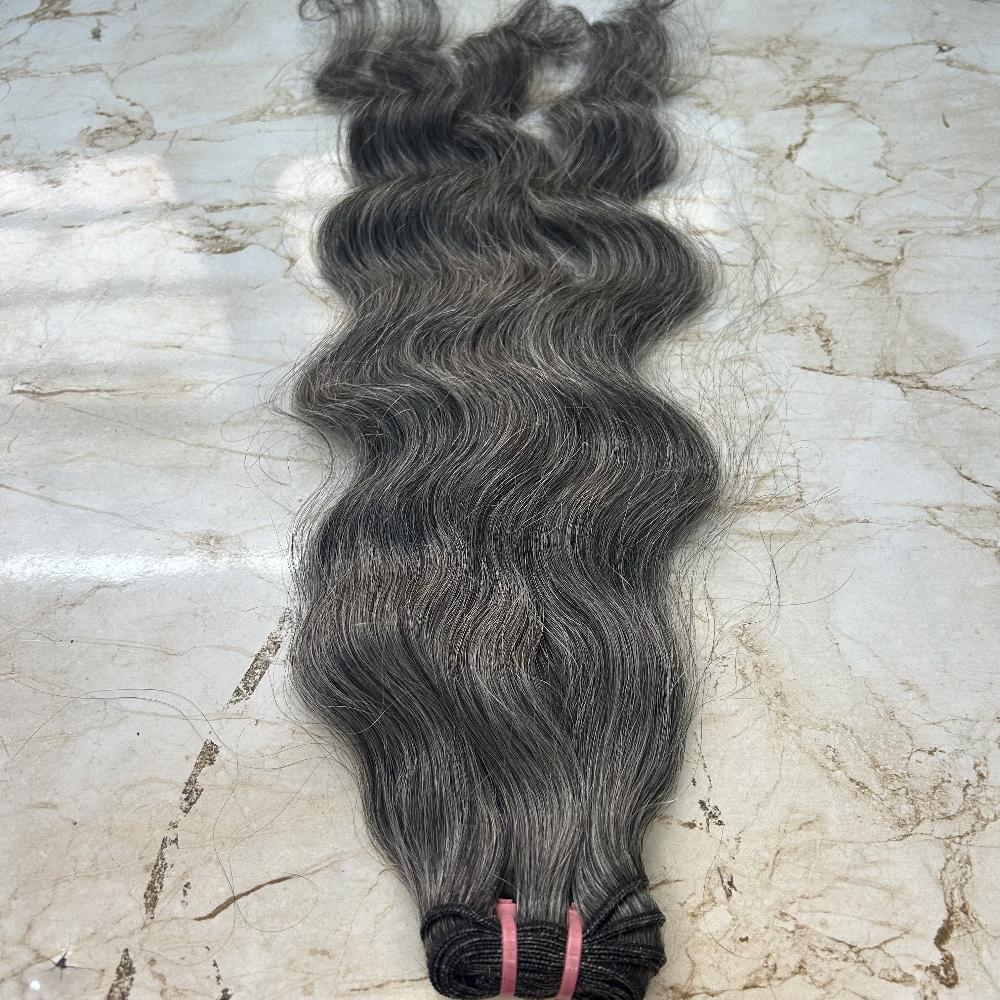 Grey Salt and Pepper human hair bundles weft 100 gram bundles