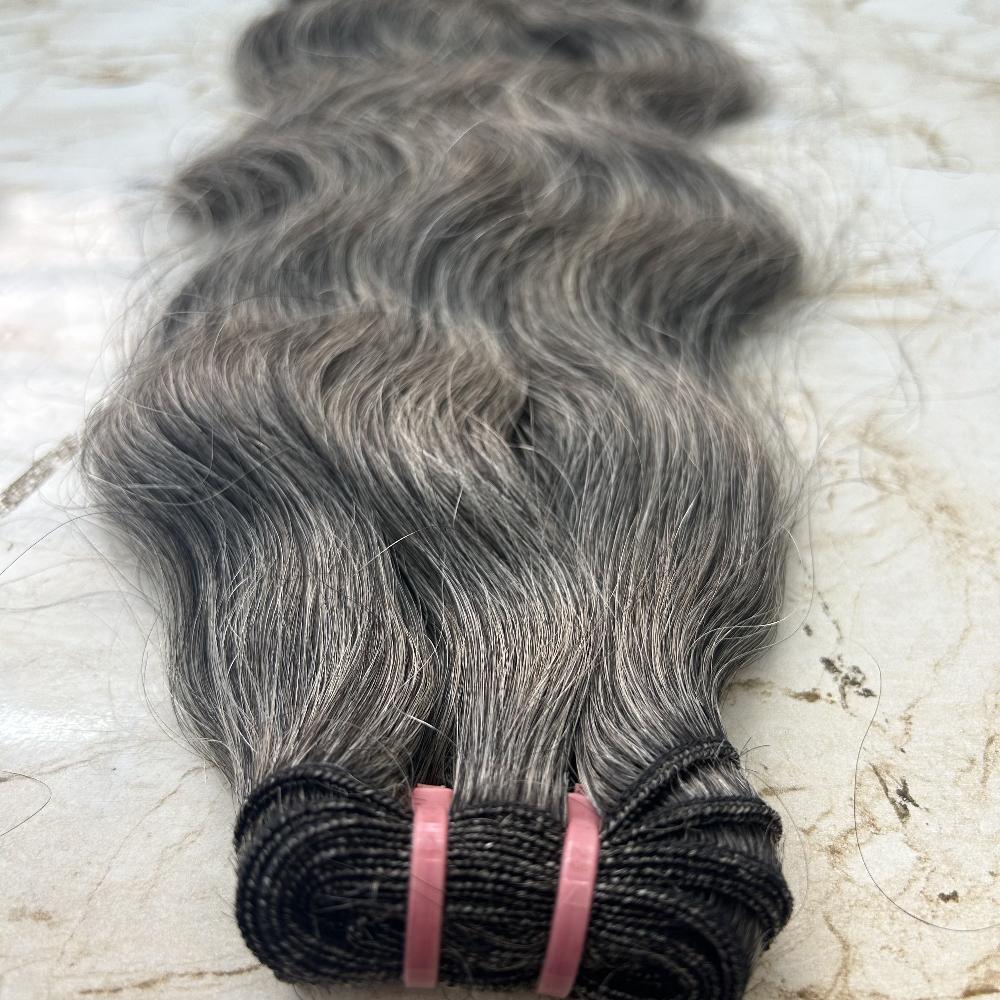 Grey Salt and Pepper human hair bundles weft 100 gram bundles