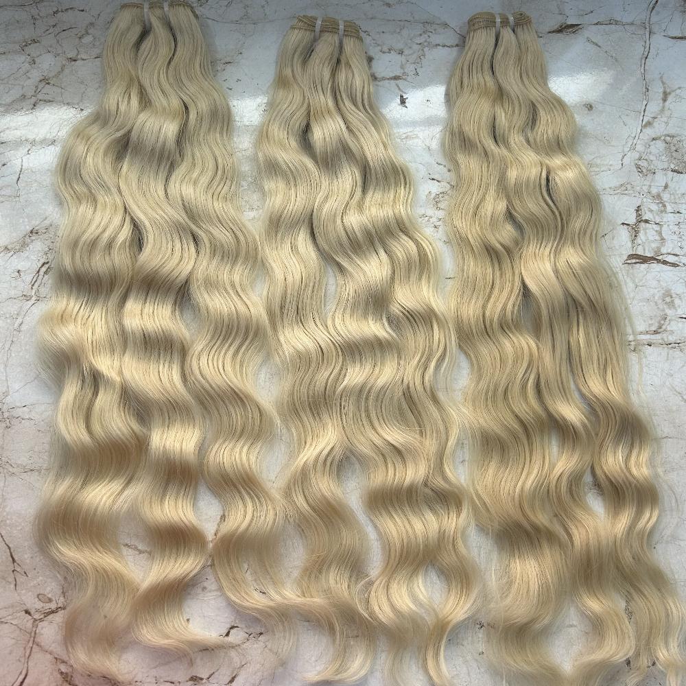 613 Blonde Wavy Human Hair Bundles