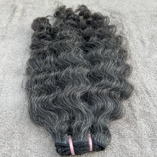 Dark Curly gray human hair bundles