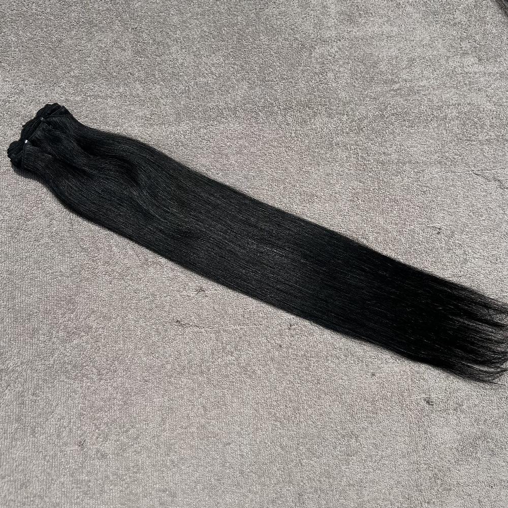 Jet Black Colored Human Hair Bundles