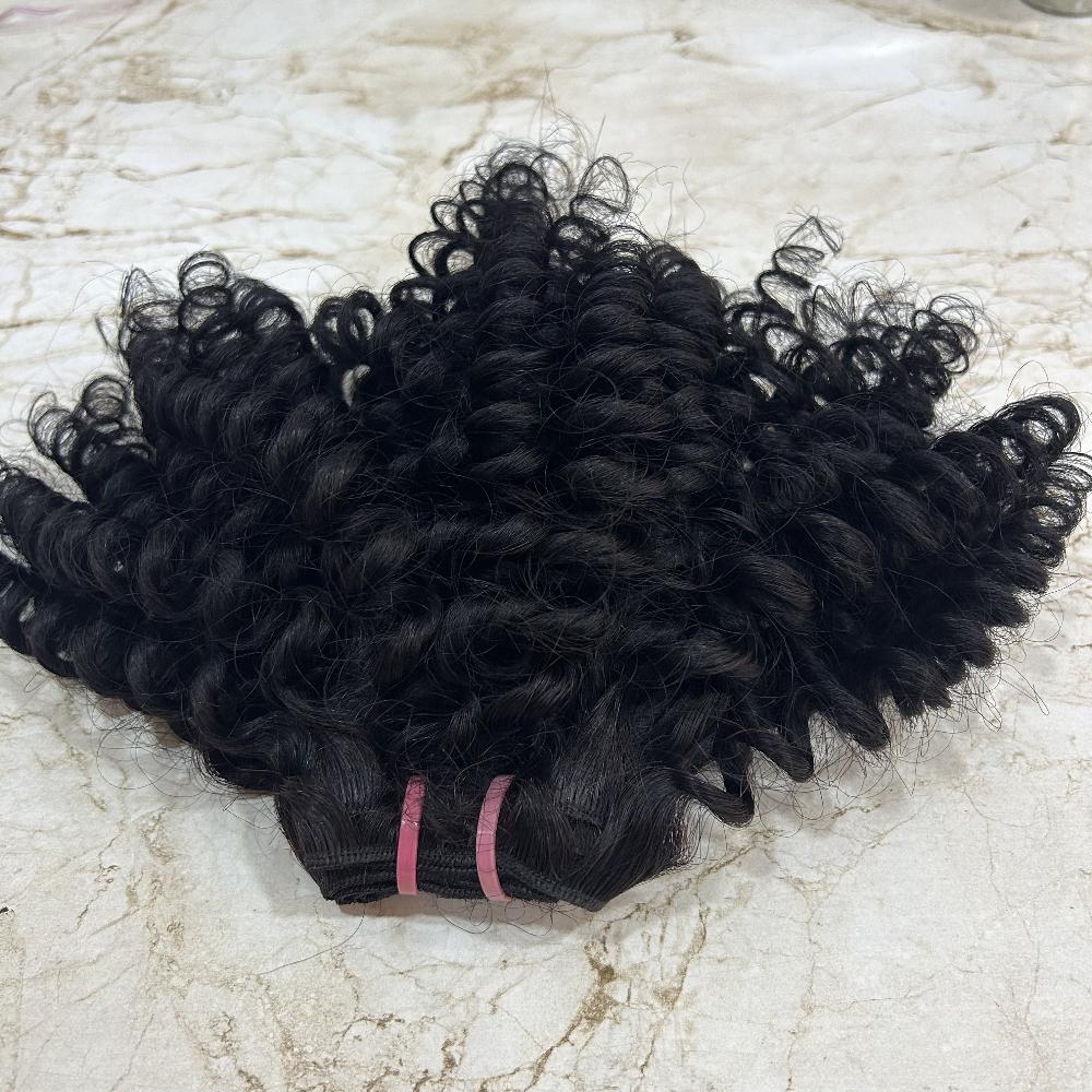 Steamed Spring Coil Curly Weft Hair Bundles 