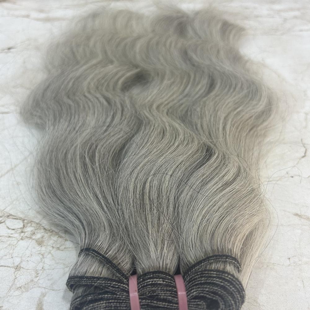 Grey Body Wave Human Hair weft Bundles