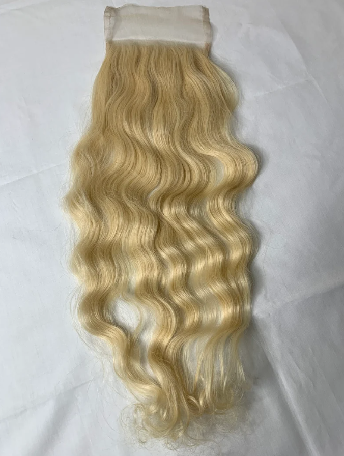 Blonde Curly Human Hair Closure
