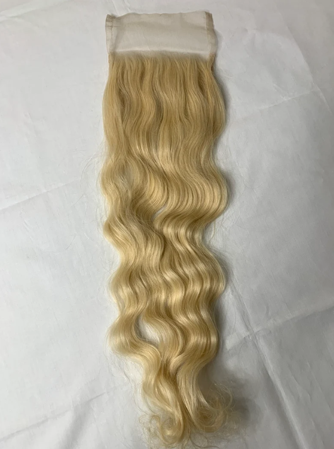 Blonde Curly Human Hair Closure
