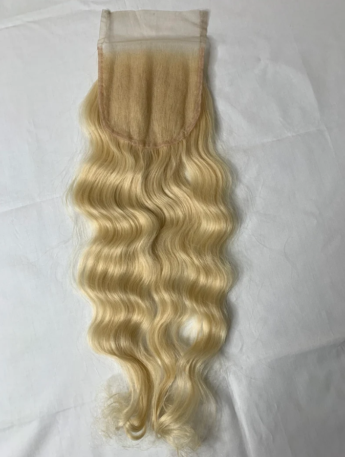 Blonde Curly Human Hair Closure
