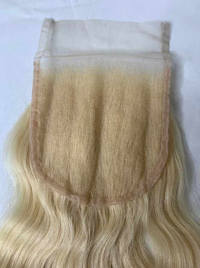 Blonde Curly Human Hair Closure
