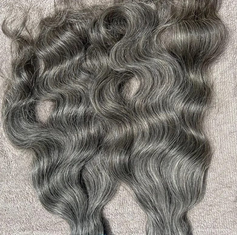 Natural Wavy Grey Tape in Human Hair Extensions