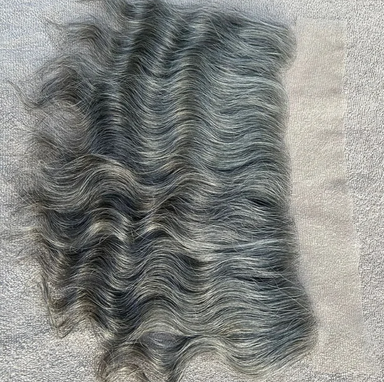 Grey Swiss Lace Wavy Hair Frontal