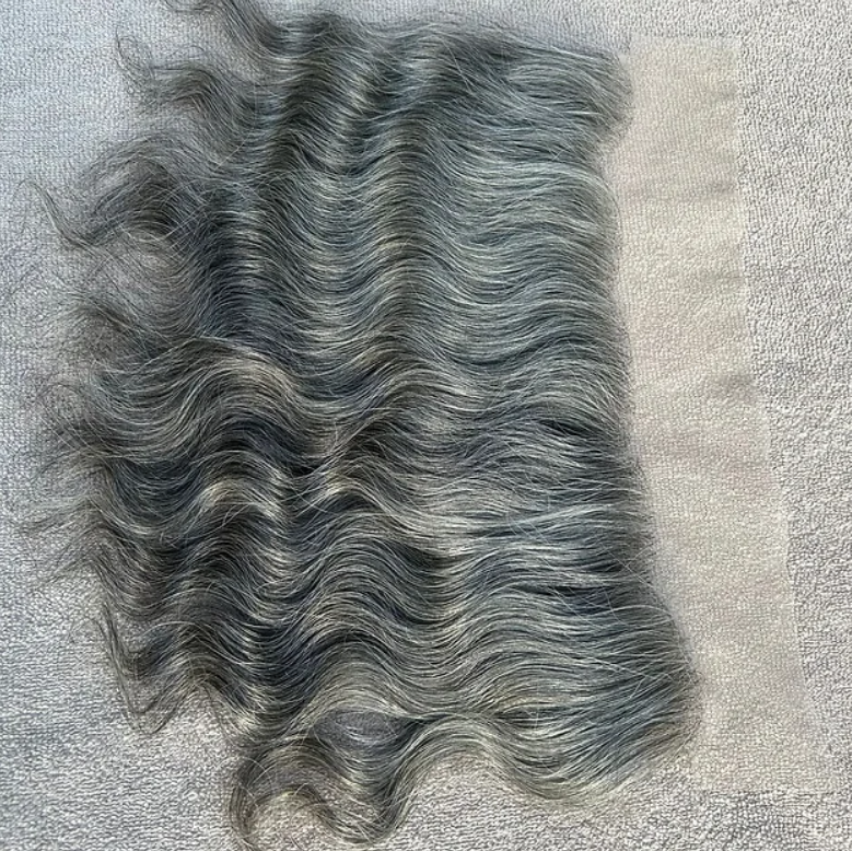 Grey Swiss Lace Wavy Hair Frontal