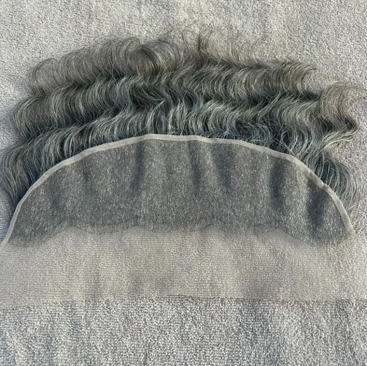 Grey Swiss Lace Wavy Hair Frontal