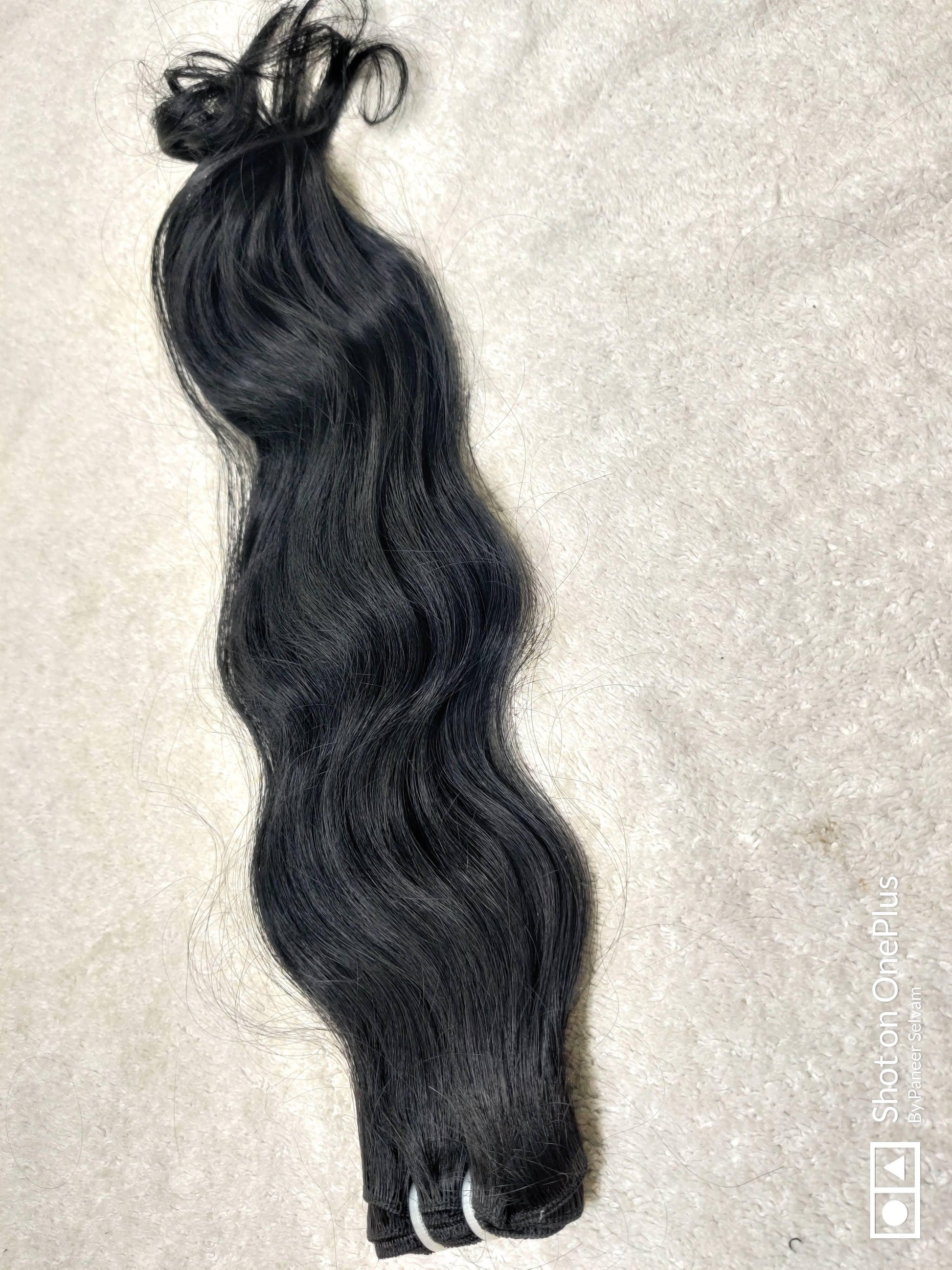 Natural Black Body Wavy Remy Human Hair Extensions