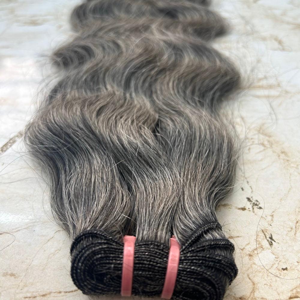 Grey body Wave Human Hair Weft Extensions