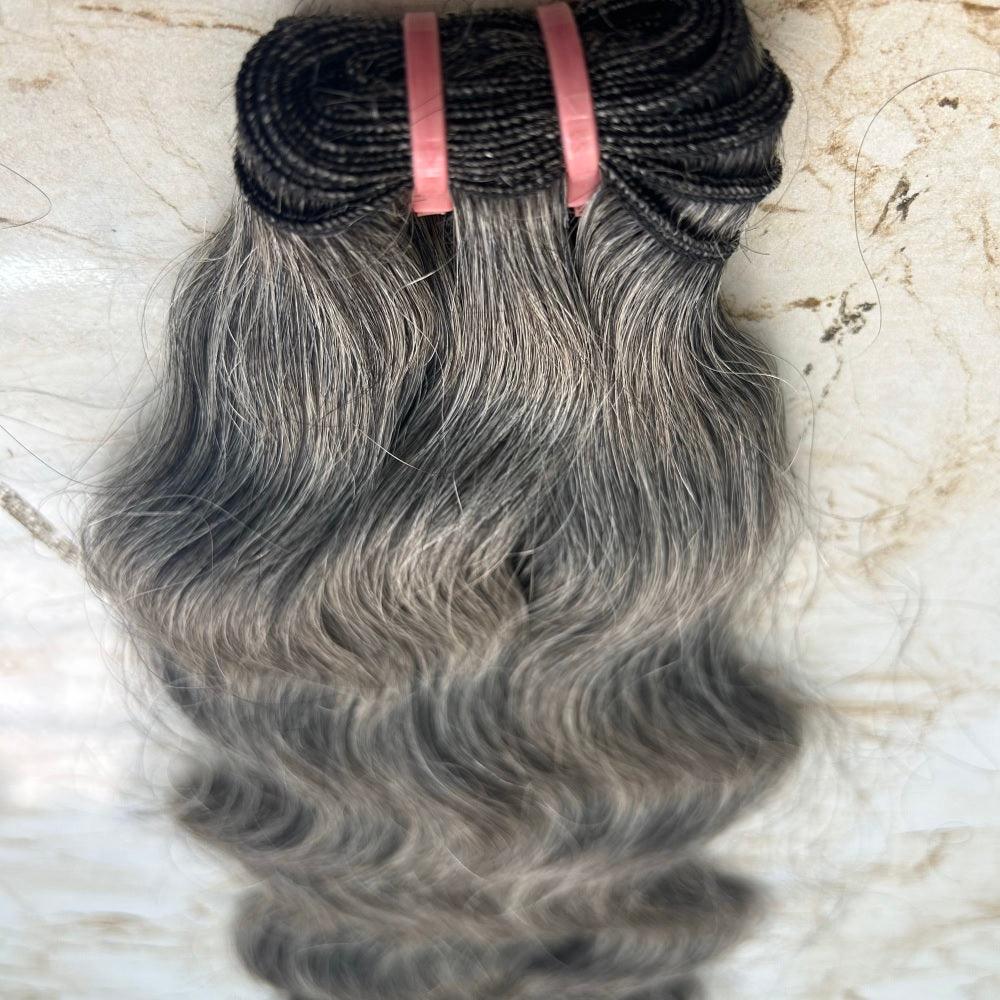 Grey body Wave Human Hair Weft Extensions