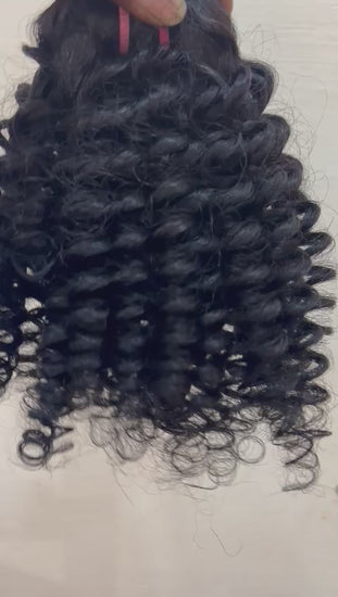 Steamed Spring Coil Curly Weft Hair Bundles 