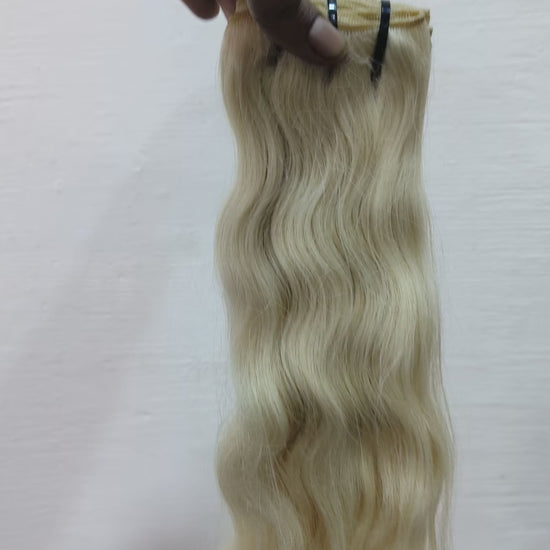 613 Blonde Wavy Human Hair Bundles